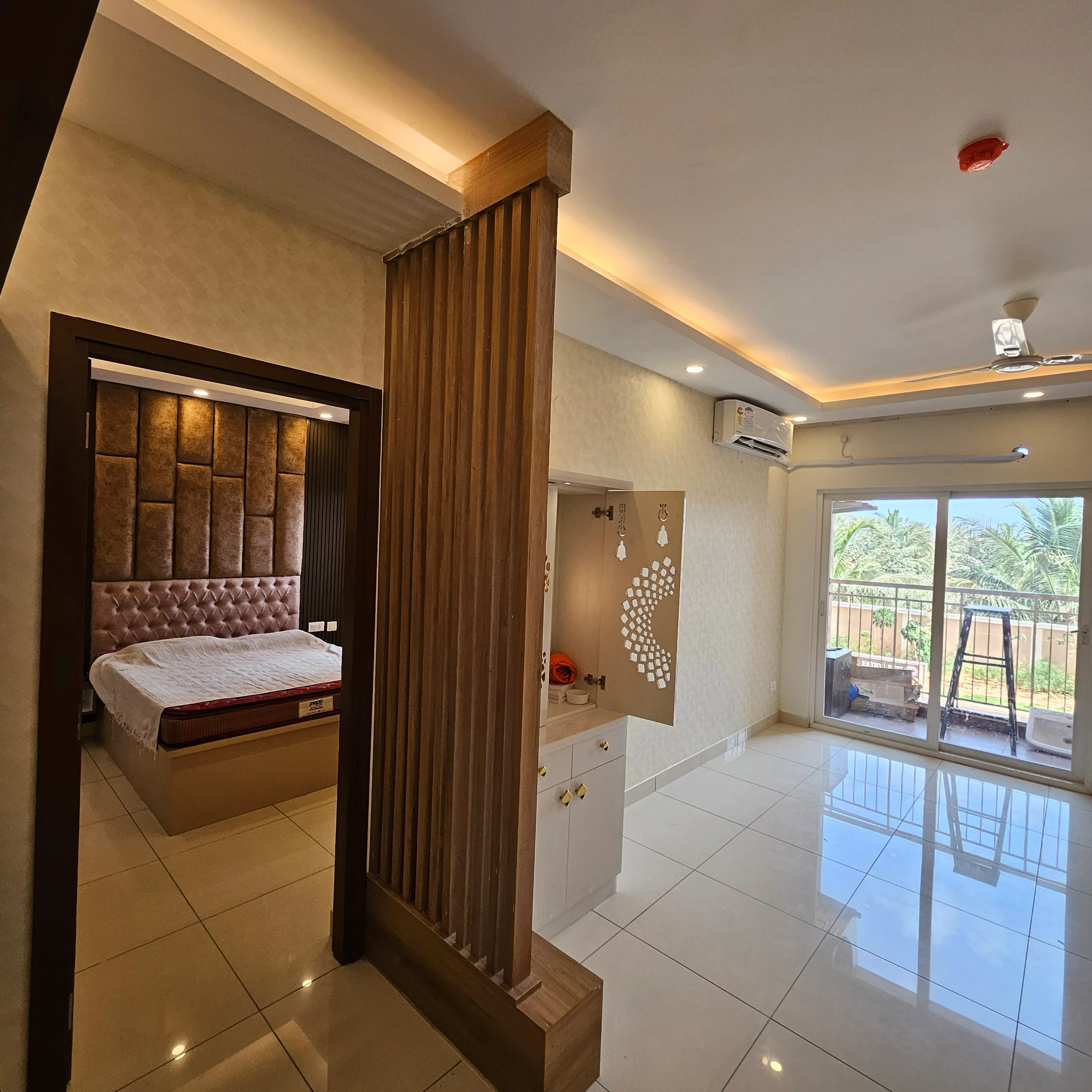 Open plan living and dining area design