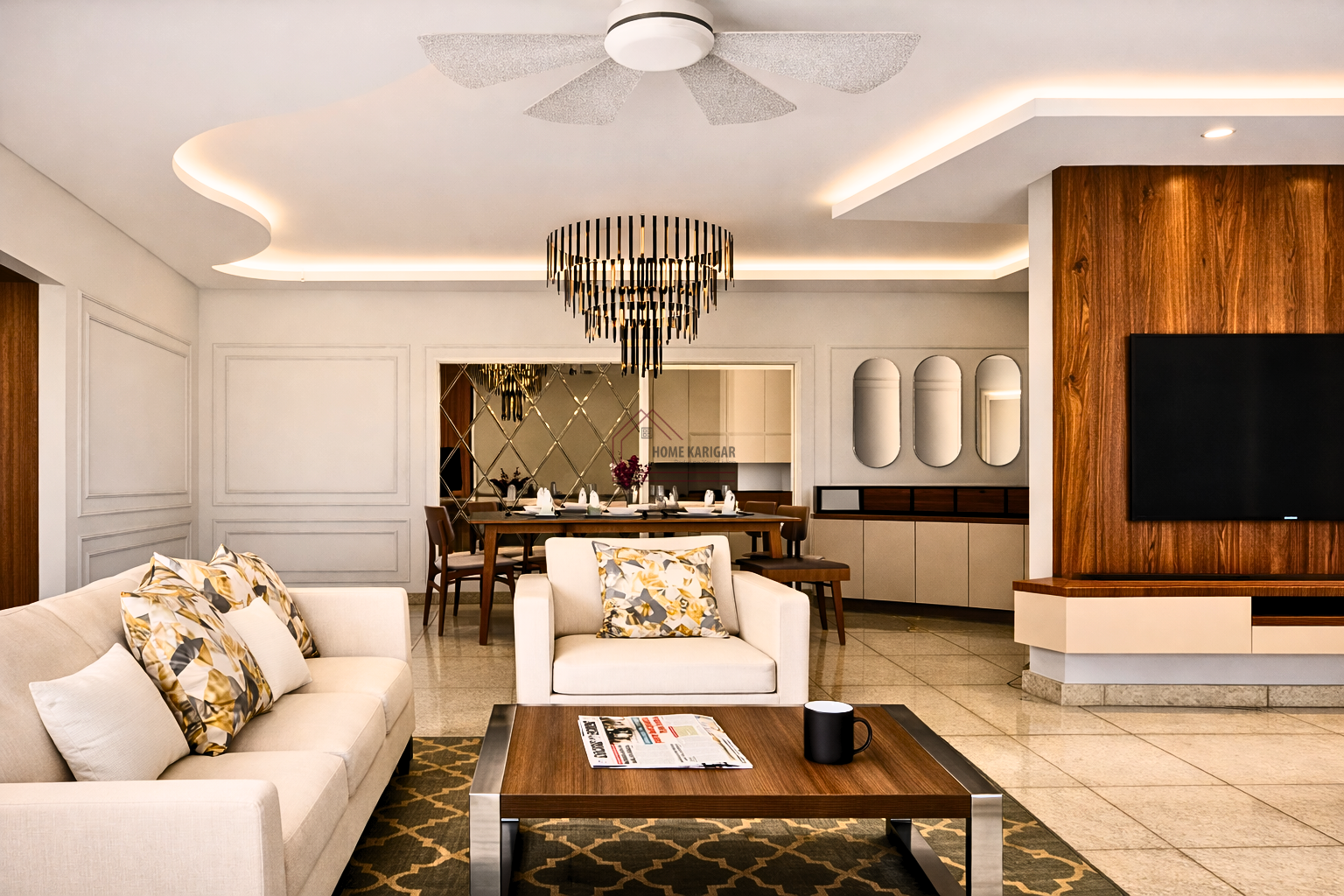 Living & dining area – Home Karigar, Avlon Park